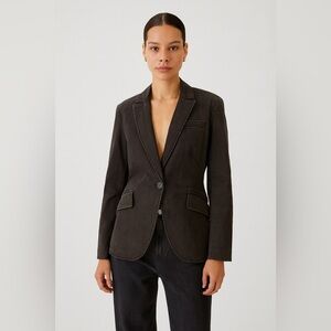 GAP Black Denim Tailored Blazer Streetwear Button Closure Size 12 Tall